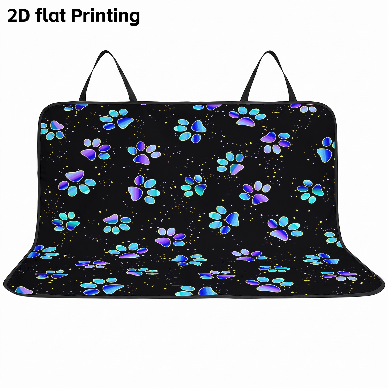 TEMU 2d Keep Car Seat Car Seat Cover Gradient Blue With Golden Black Background Print Backseat Protector For Dogs Washable Portable Universal For Suv