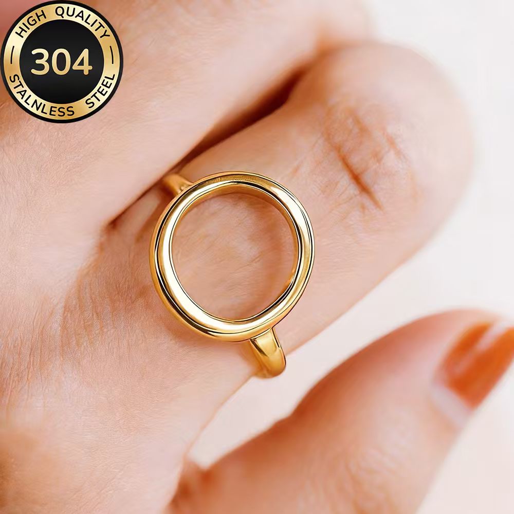 TEMU High-quality Stainless Steel Hypoallergenic Golden , Anti-fading, Easy And Elegant, Suitable For Everyday Wear Or Party Fashion Women's Ring,