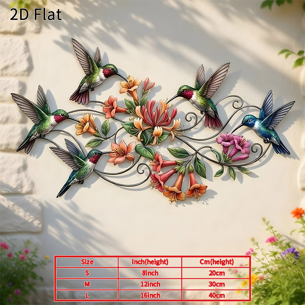 TEMU 【2d Flat】 [2d Flat] 2d Flat, 1pc Hummingbird And Flowers Acrylic Wall Art, 2d Flat Rustic Decor, Durable Outdoor Indoor Hanging Sign, Suitable