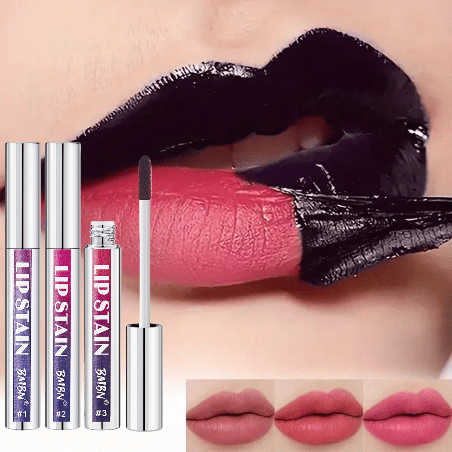 3pcs off lip stain pink red tones suitable for christmas gifts off lip stain lip gloss liquid lipstick long lasting moisturizing waterproof non stick cup suitable for   types with a glossy makeup effect