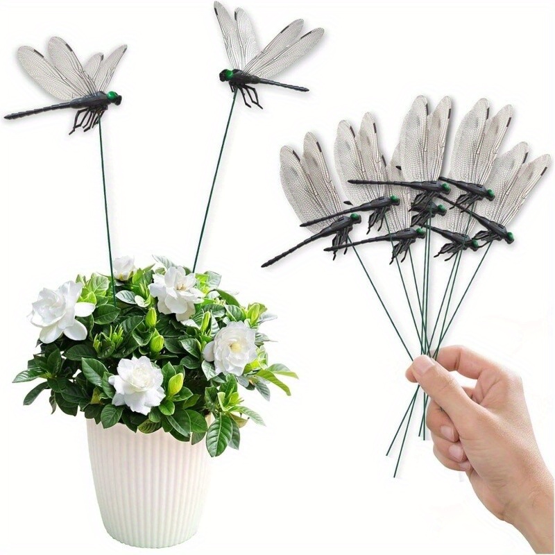 TEMU 10x Lifelike 3d Dragonfly Stakes For Flower Pot Indoor Outdoor Yard Garden Decor
