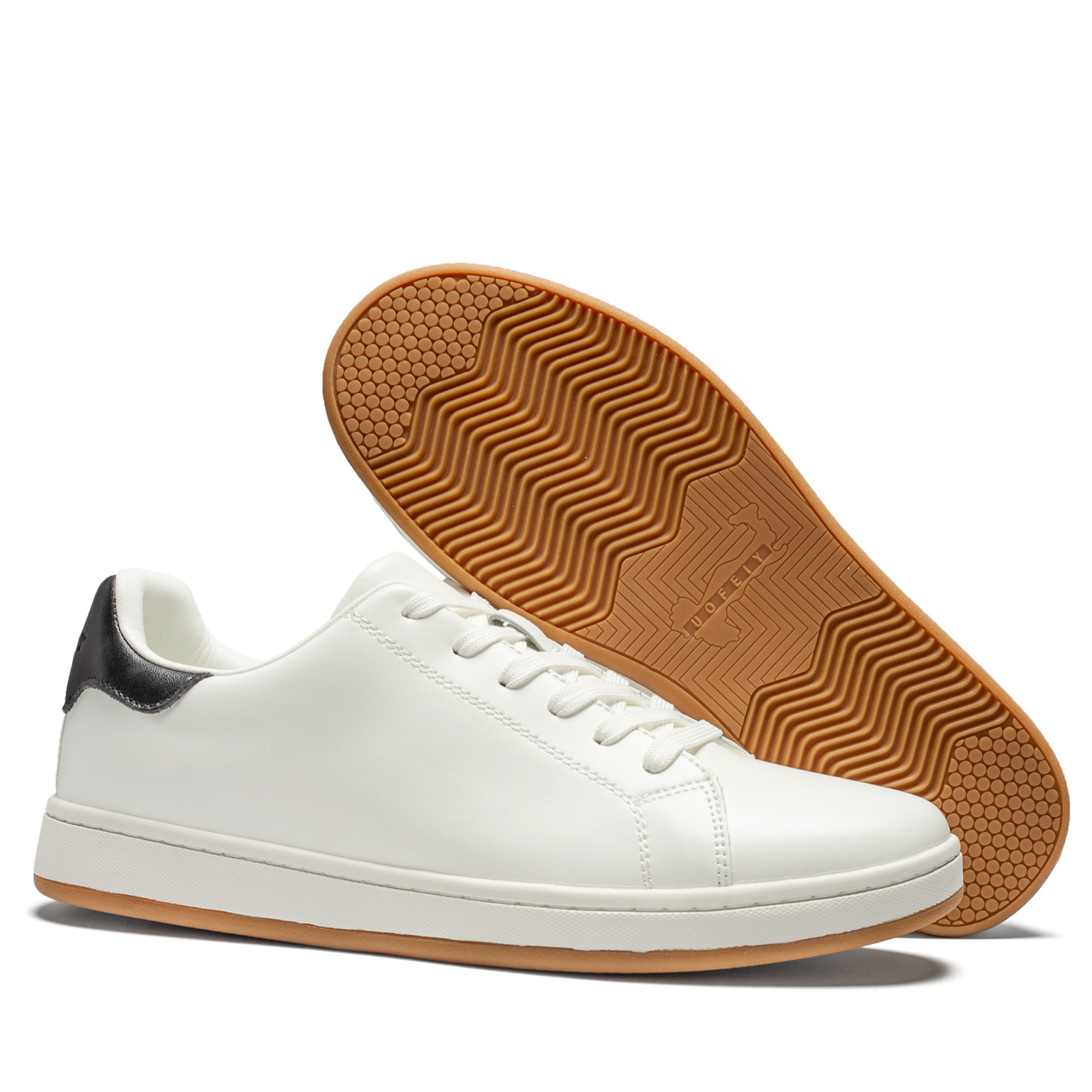 U.OFEIY Men'S Fashion Sneaker - Preppy Casual All-Season Streetwear with Solid Color Split Cow Faux Leather Upper, Round Toe, Lace Closure, Synthetic Faux Leather Lining, EVA & Fabric Insole, Rubber Sole for Casual & Vacation