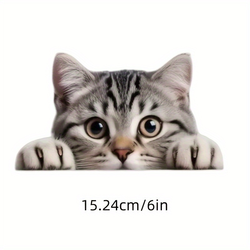 Adorable Cat Peeking Vinyl Sticker- Cute Gray With Eyes- Self-adhesive, Suitable For Cars, Trucks, Notebooks, Suitcases, Windows, And Office Desks