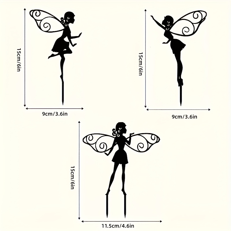 TEMU 2d Flat - 【2d Flat】 2d Flat - [2d Flat] 2d Plane, A Set Of Acrylic Silhouette Garden Stakes - Vintage Outdoor Decorative Accents, Suitable For