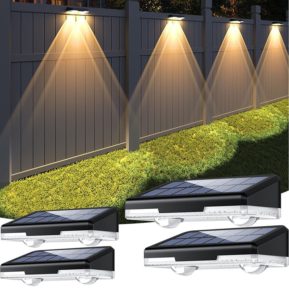 TEMU Set Of 4 Solar Fence Lights For Outdoor Use - Features 3 Color : Warm White, Neutral White, And Cool White, Along With Rgb Options. Solar Lights
