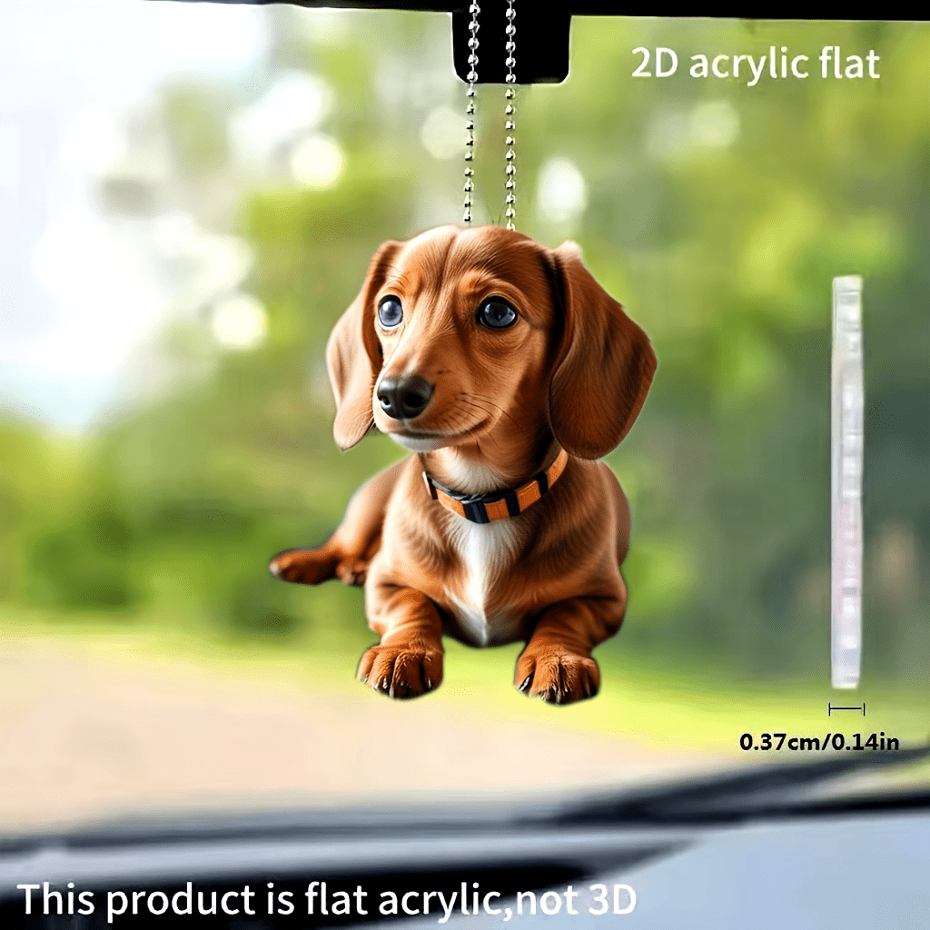 

1pc Acrylic Dachshund Dog Pendant, 2d Flat Design, Keychain/backpack Charm, Car Hanging Ornament, Valentine's Day/christmas Tree Decoration, Couple Gift, Home Decor