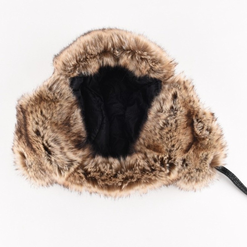 Faux Leather Winter Trapper Hat Snow Cap with Ear Flap for Men