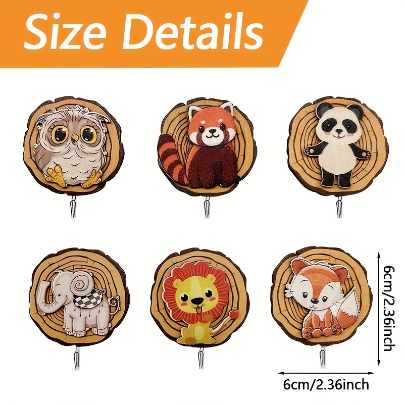 TEMU Casual Wooden Wall-mounted Animal Pattern Hooks, And High-quality Decoration