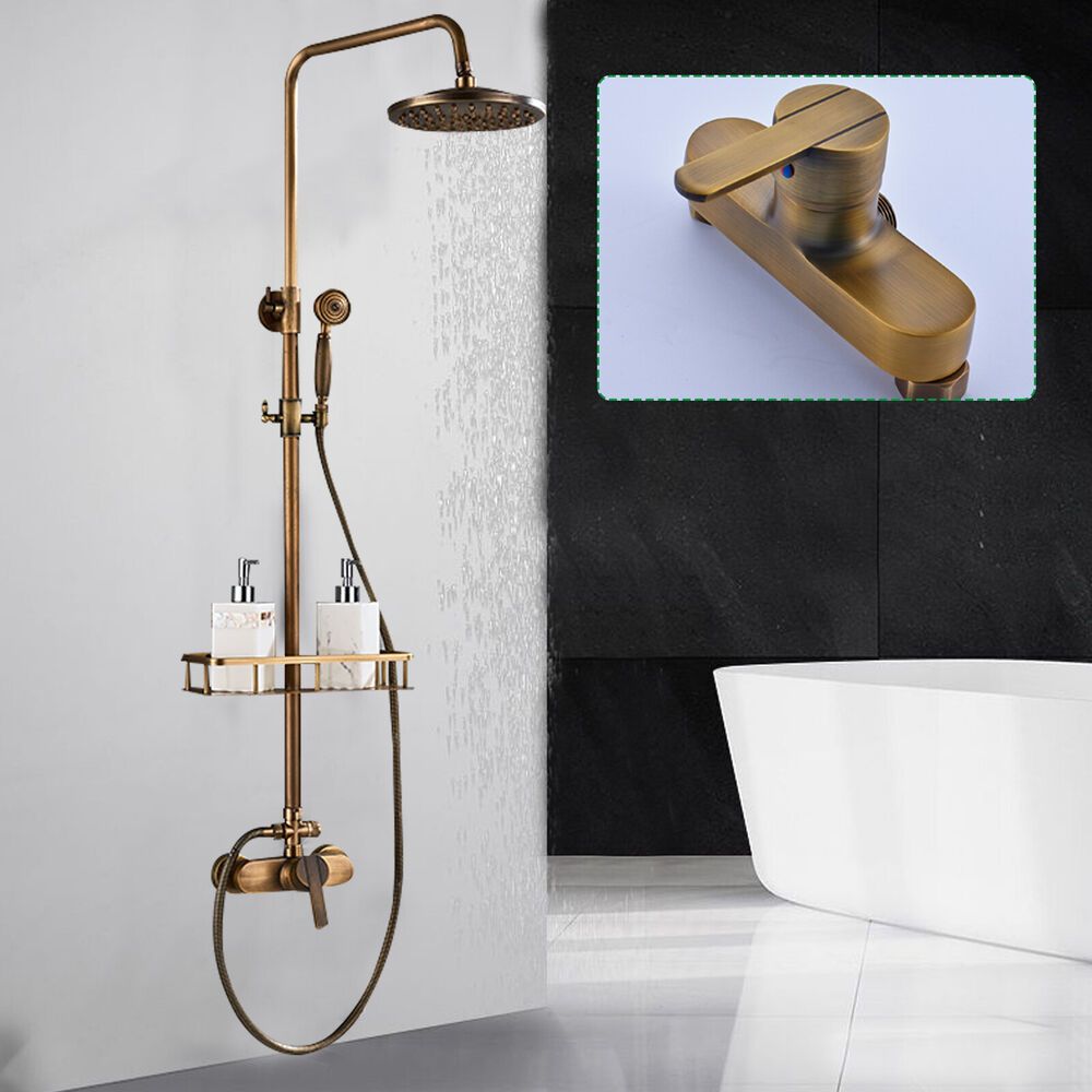TEMU Antik Retro Set Doccia Regen Shower in Ottone con Rubinetto a Spruzzo Stile Nostalgico