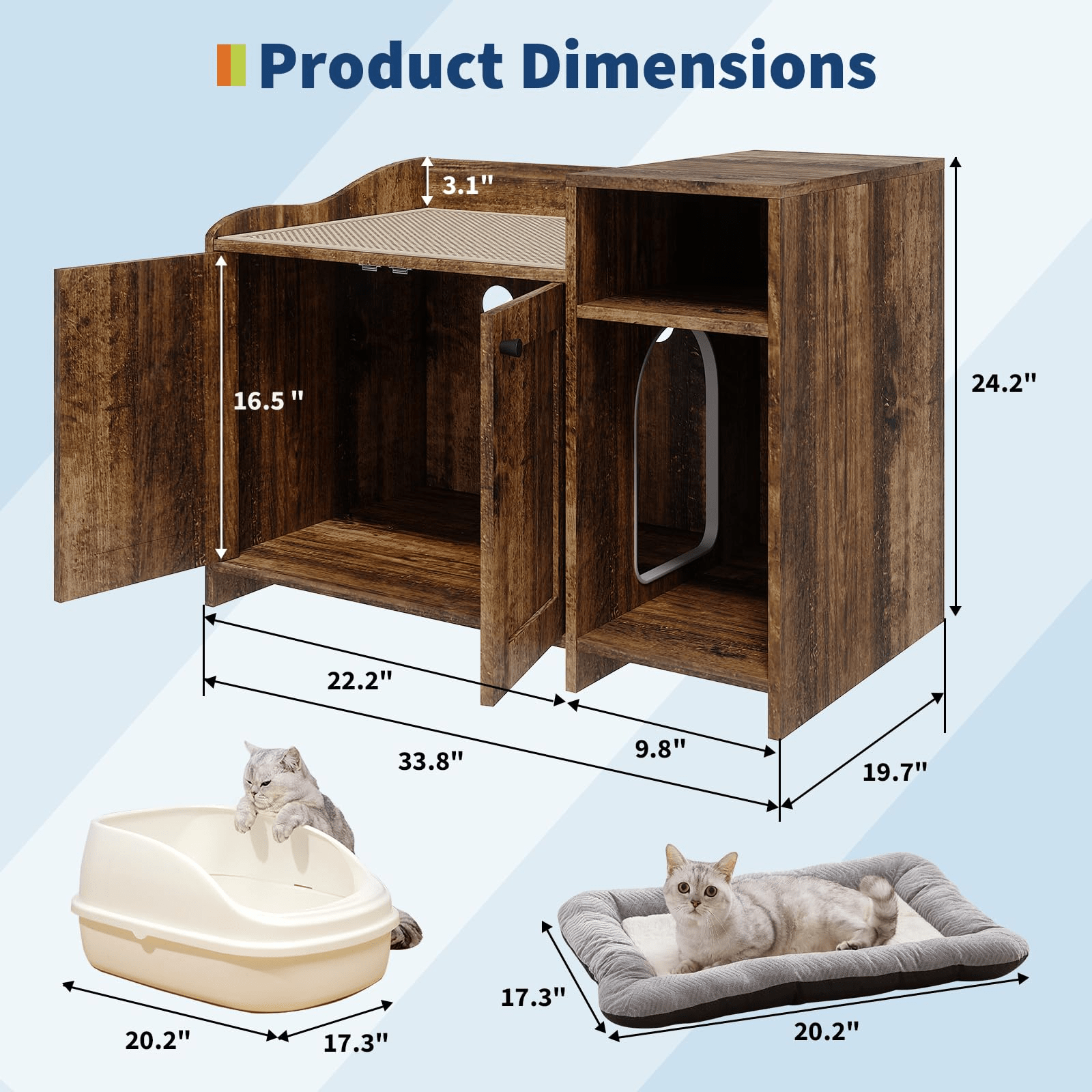 Cat Litter Box Enclosure with Storage Space