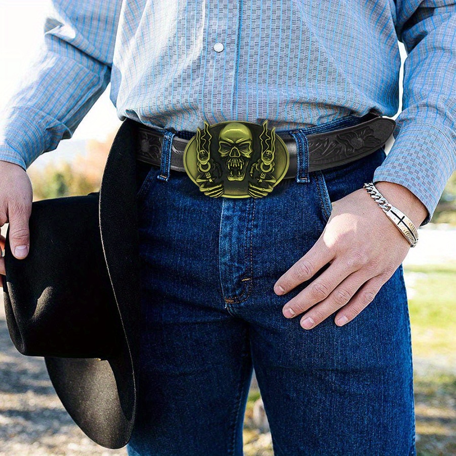Punk Flame Skull Style Western Retro Belt