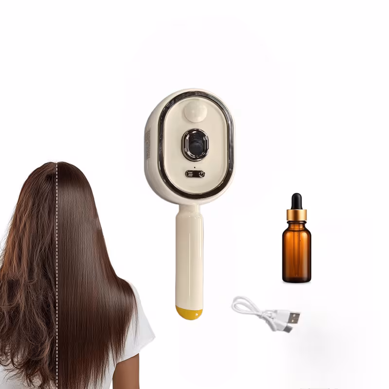3pcs1 hair comb + +15mlessential oil bottle electric spray air cushion massage hair brush, 2026 electric steaming hair straightener brush, rechargeable detangling steam brushs for hairs Product details 2