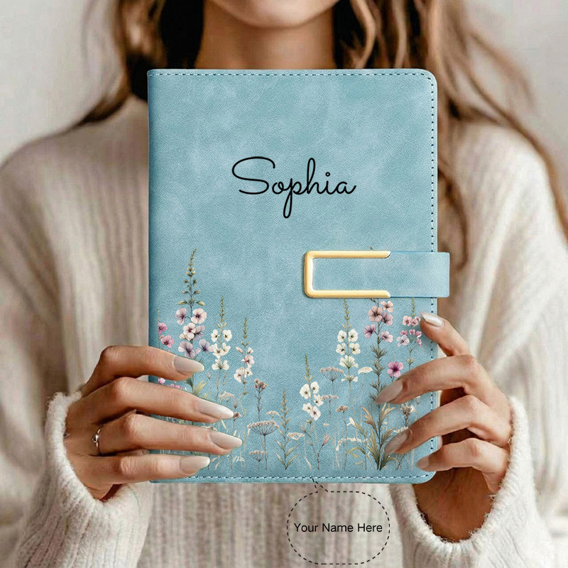 TEMU Custom Name A5 Notebook, Personalized Text Softcover 200 Pages Pen Loop And Bookmark, 2d Flat Effect- Personalised, Customizable, Customalized