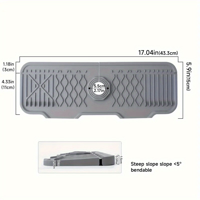 TEMU Kitchen And Bathroom Sink Mat With 5Â° Tilt Angle For Automatic Drainage, Made Of Non-slip Silicone. Perfect For Washing Dishes And Preparing
