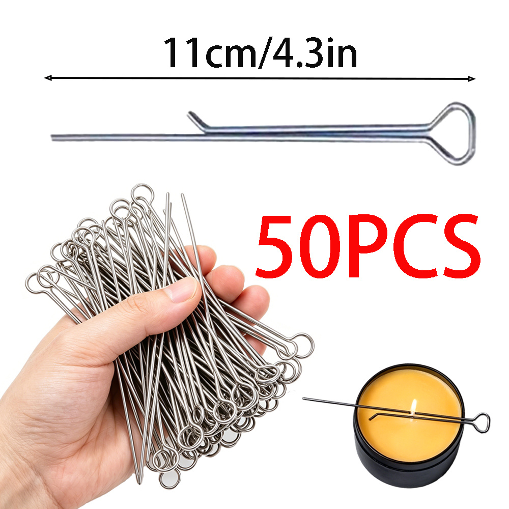 TEMU Lot de 50 outils de fixation de mèche de bougie d'aromathérapie, porte-bougie, pince plate, pour stabiliser la position de , cire de soja, cire
