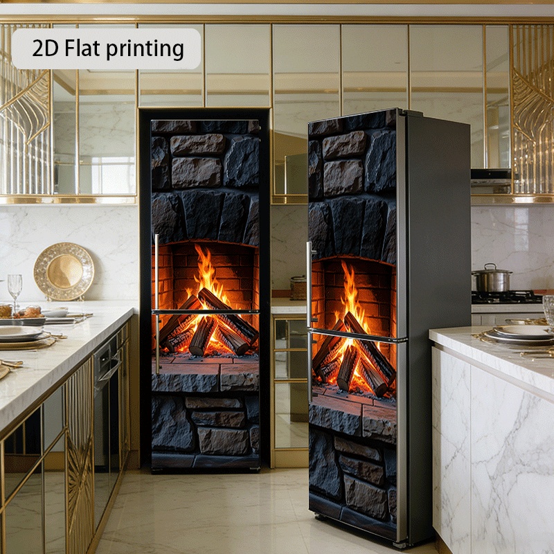 2d flat printing 1pc 60  cm firewood pile theme kitchen home decor wall sticker self   suitable for cabinets wardrobes modern kitchen decoration   refrigerator stickers
