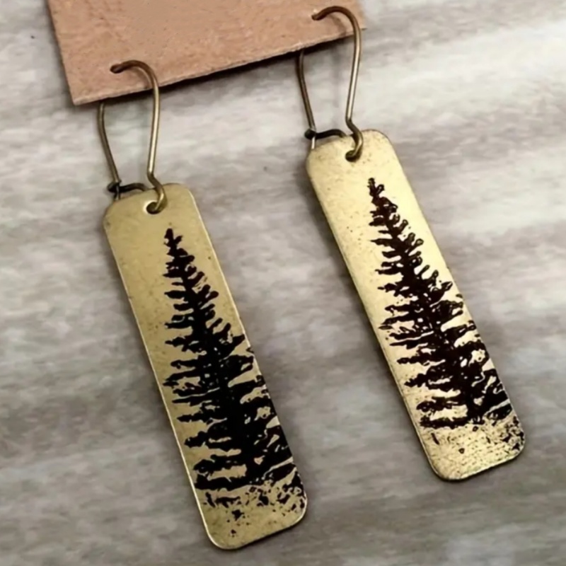 Retro Ethnic Fern-Shaped Long Earrings