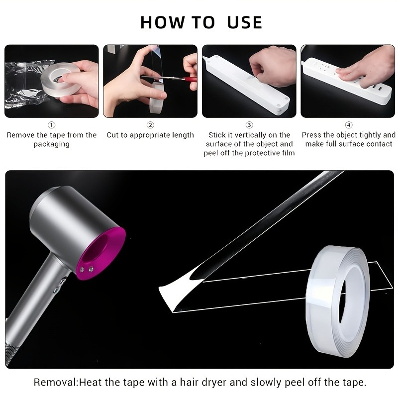 TEMU Double-sided Nano Glue Tape Suitable For Crafts, Balloons & Christmas Decorations - Strong Removable Adhesive, No Residue Suitable For, Paper,