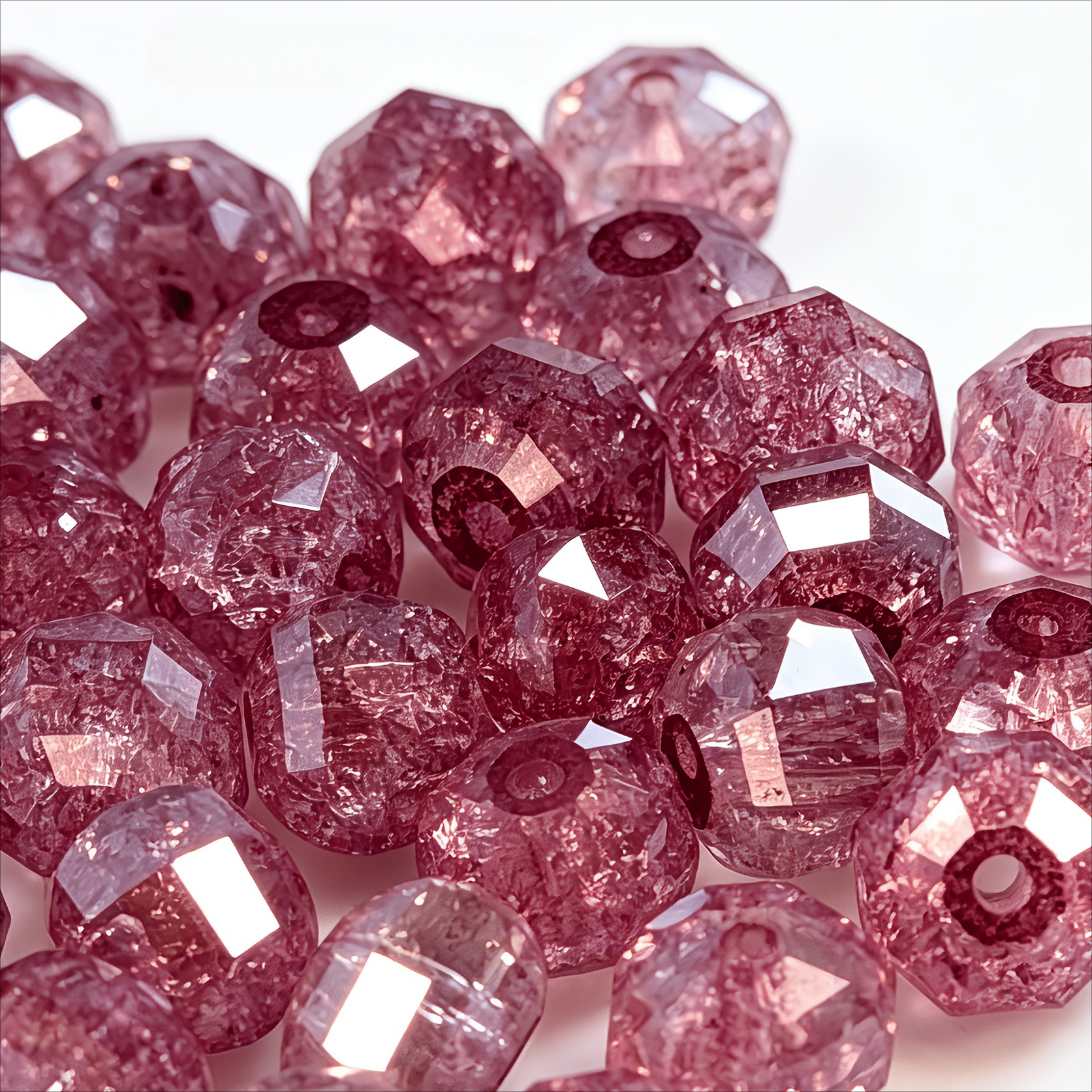 TEMU 78 pz 8mm Perline austriache multisezione in vetro smerigliato screpolato a forma di per creazione di gioielli, collane fai da te, braccialetti,
