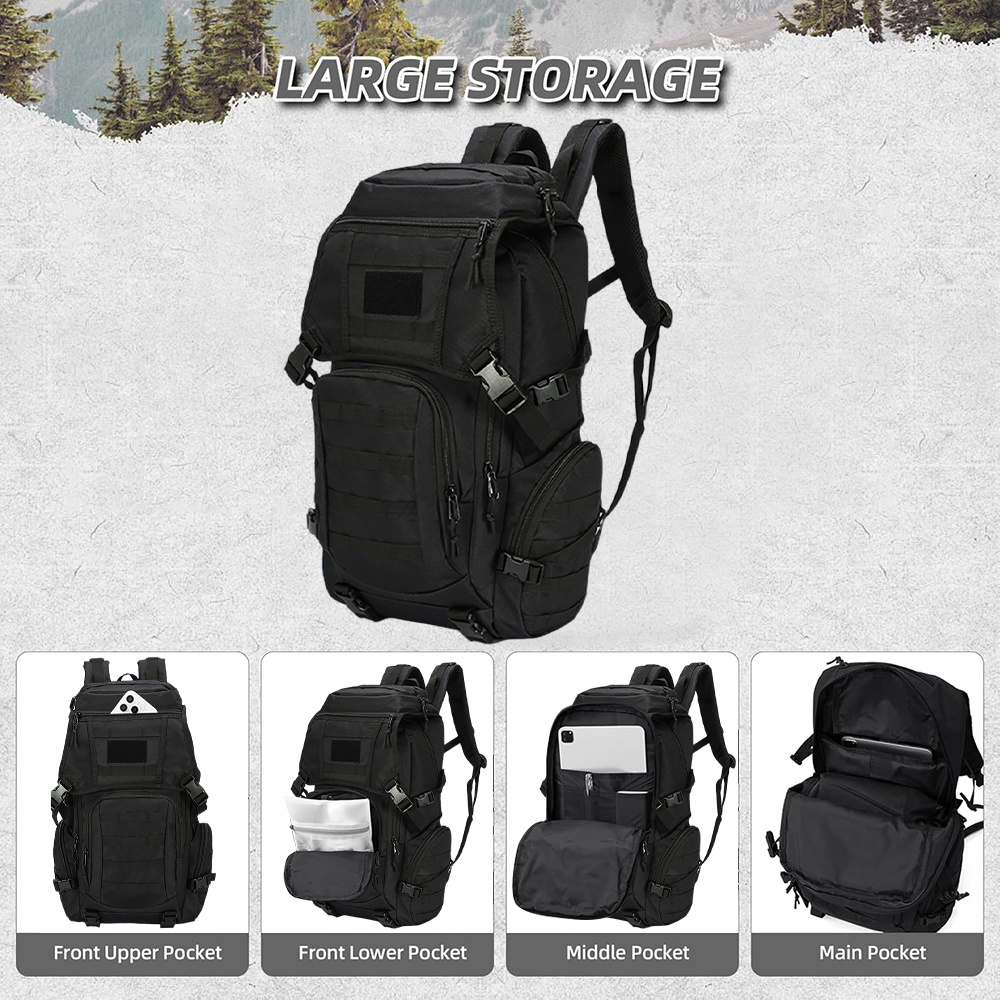 50l Tactical Backpack, Rucksack With Easy Lightweight System, Hiking Backpack For Trekking Cycling Travel & Camping, Mini Laptop Compartment