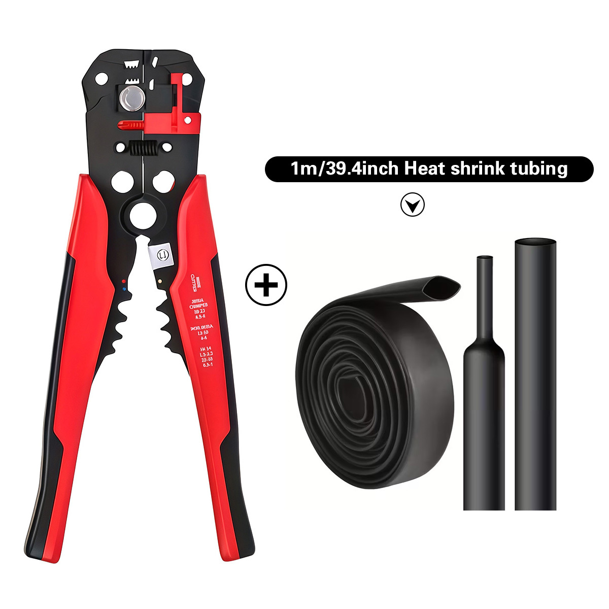 2pcs Professional Electrician Auto Wire Stripper Kit With 1m Heat Shrink Tube Multi Function Crimping Pliers For 24-10awg Durable Electrical Work