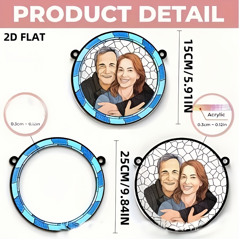 TEMU 2d Flat Custom Photo Acrylic Sun Catcher 25x25cm/15x15cm - "where Is Love, Is Life" Colorful Acrylic Design - Ideal Romantic Christmas Gift For