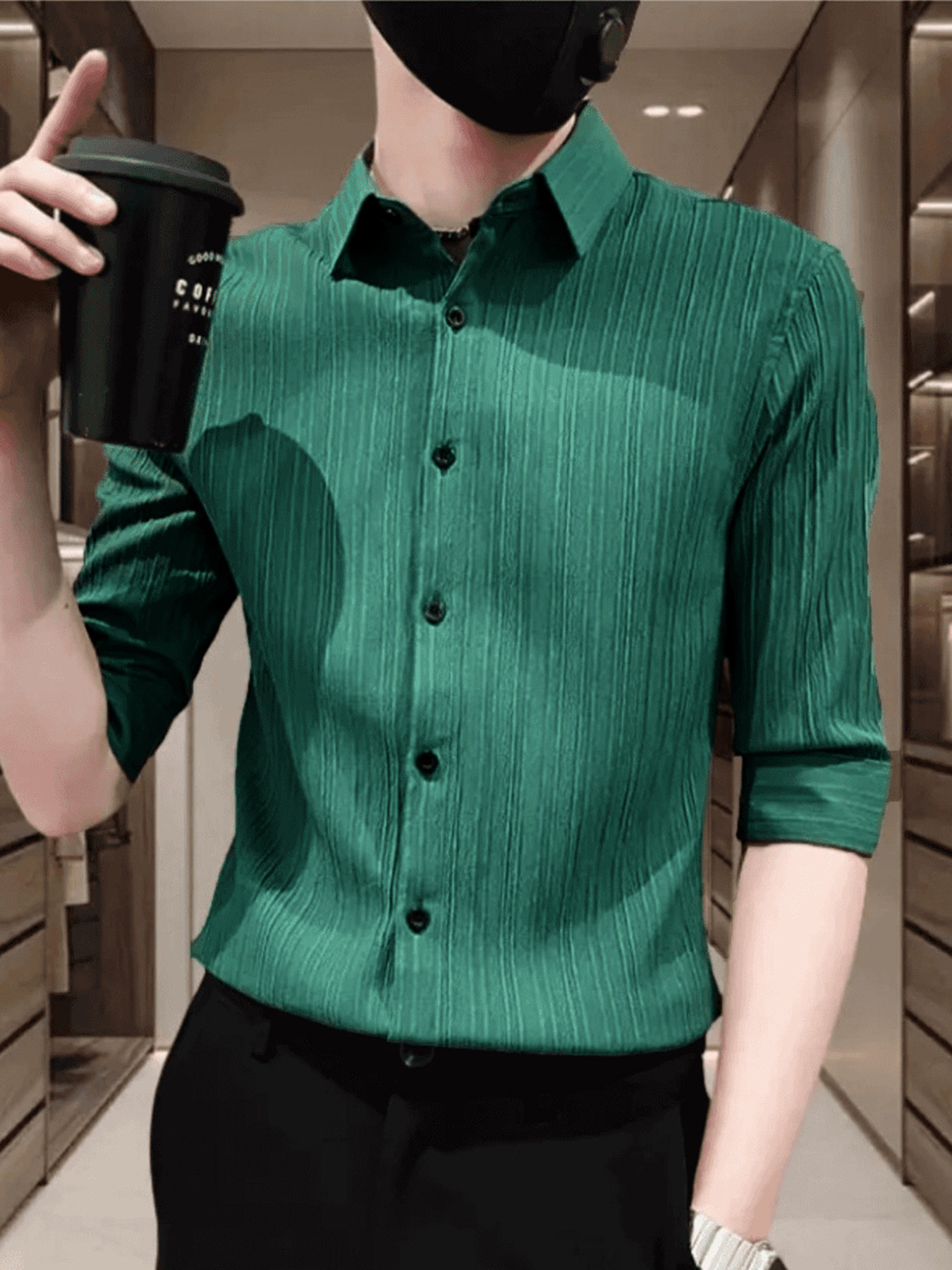 textured collar trendy shirt fashionable light mature style Temu