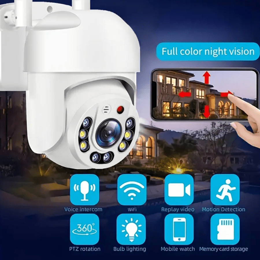 1pc Teruhal 1080p Outdoor WiFi Security Camera, IP66 Waterproof Pan-Tilt Auto Tracking CCTV, 360° View, Night Vision, Two-Way Audio, Smartphone Compatible, USB Powered, No Battery, 2.4GHz Wireless Security Cam details 9