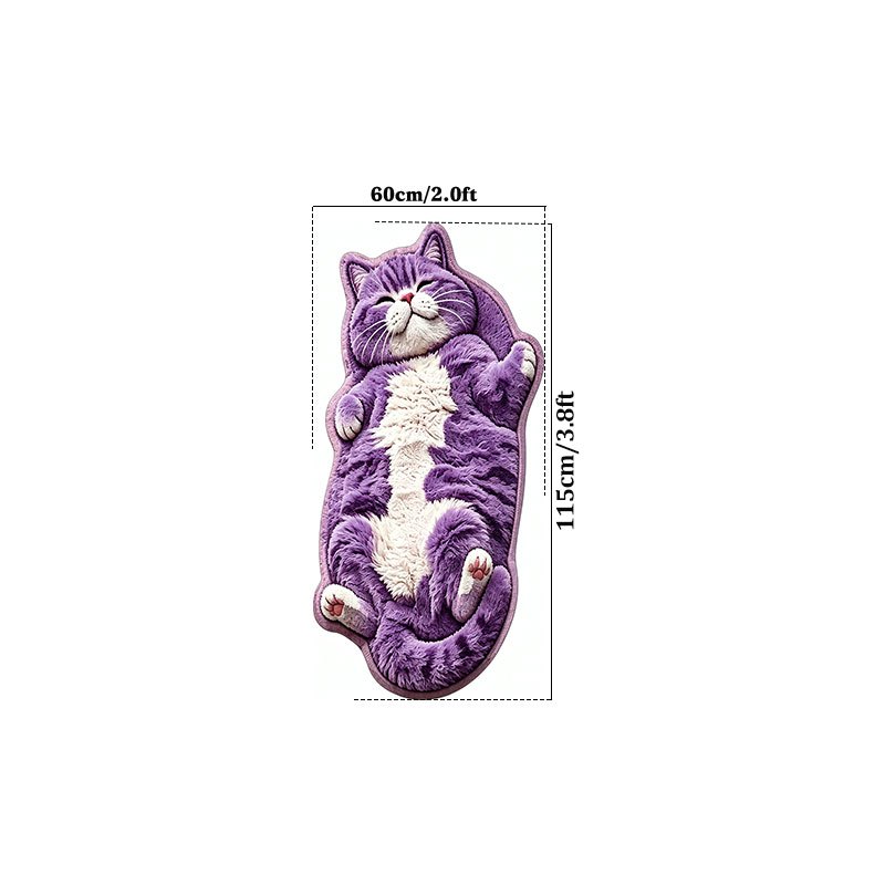 TEMU 1pc 1pcs 1pc Suitable For Doorways, , Bathrooms, , Bedrooms Rug - Soft Purple Cat With Anti-slip Plastic Backing, Irregular-shaped Floor Mat