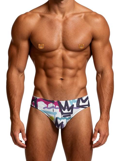 mens swim trunks with colorful ink splatter graffiti beachwear swim shorts