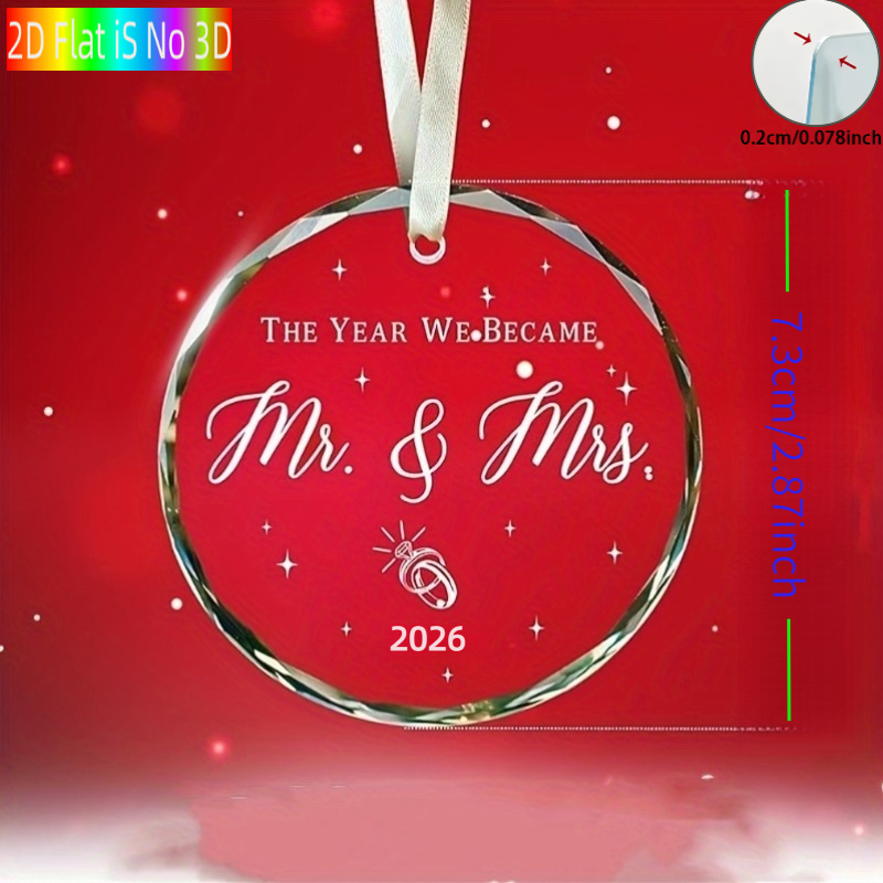 TEMU Ornement de Noël plat 2D pour mariage - Cadeau M. et Mme - Cadeau de mariage pour couple 2026, cadeau M. et Mme - Premier cadeau de mariée pour
