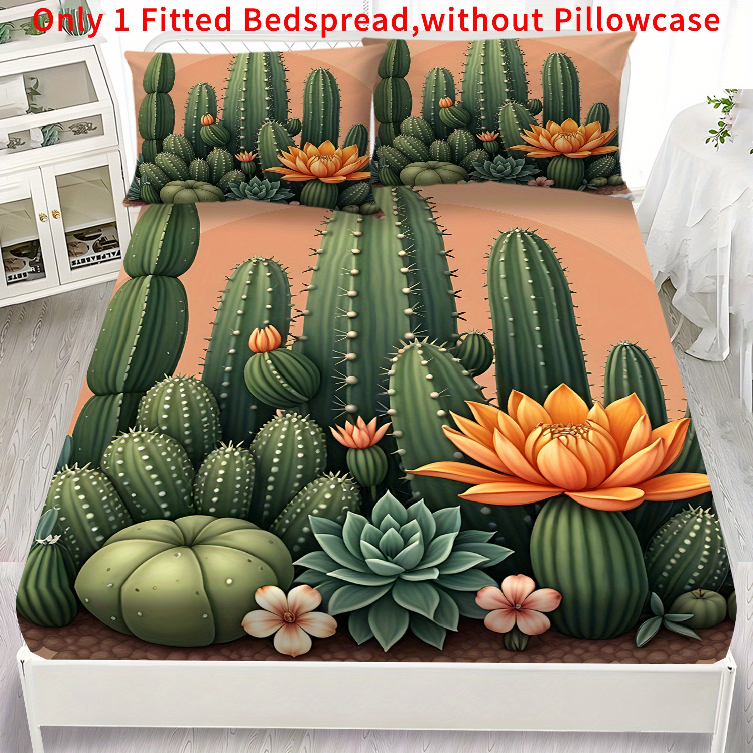 Latacaca 1pc Kaktus Sukkulent Wste Warmes Spannbettlaken - Lebendiges  Blumenmuster, Maschinenwaschbar & Faltenresistent, Glattes Bequemes  Bettwsche fr alle Jahreszeiten, Matratzenschoner fr ...