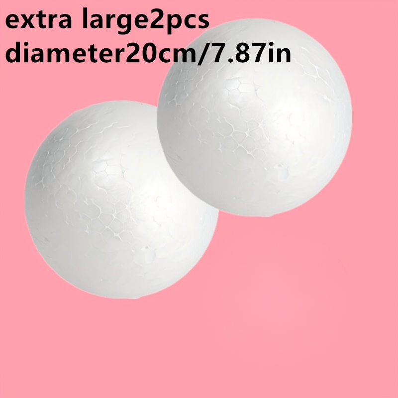 TEMU 2 Extra-large White Balls, 20cm Diameter Polystyrene Craft Balls - Suitable For Arts And Crafts, Wedding Decorations, Party Accents, Christmas
