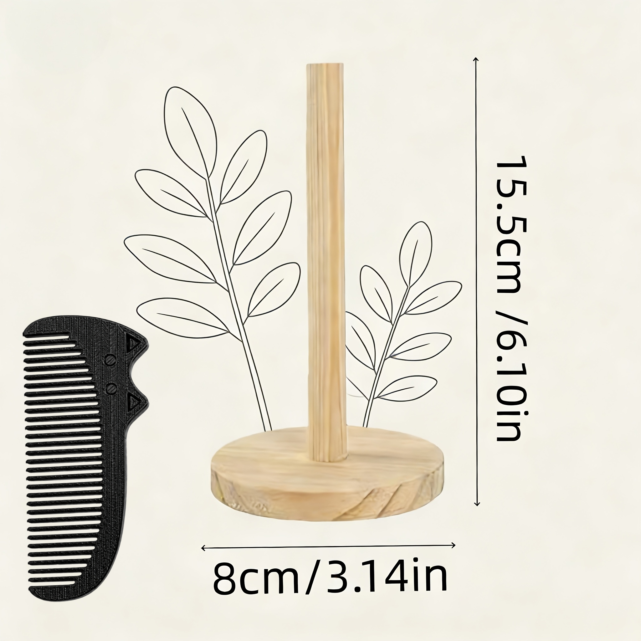 TEMU 2pcs Set (hair Accessory Organizer + Portable Comb) Ins-style Wooden Hair Tie Storage Rack, Simple Desktop Hair Elastic And Scrunchie Organizer,