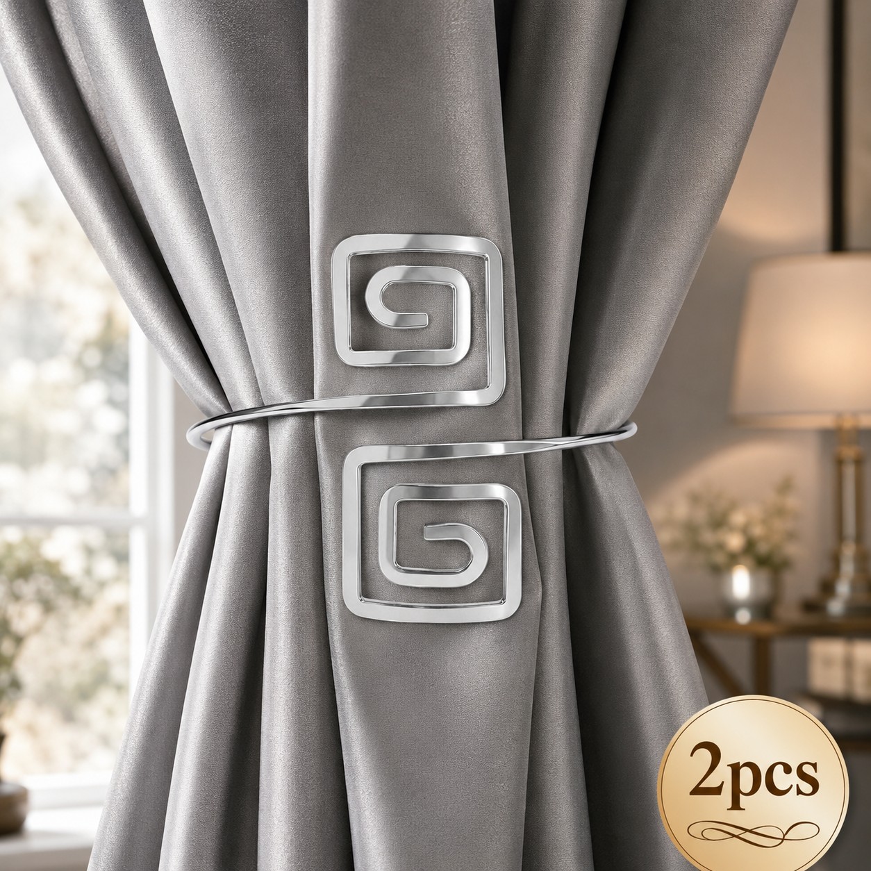 TEMU 2pcs Spiral Curtain Tiebacks, Hollow Geometric Metal Drape Holdbacks Modern Window Curtain Decor Accessories
