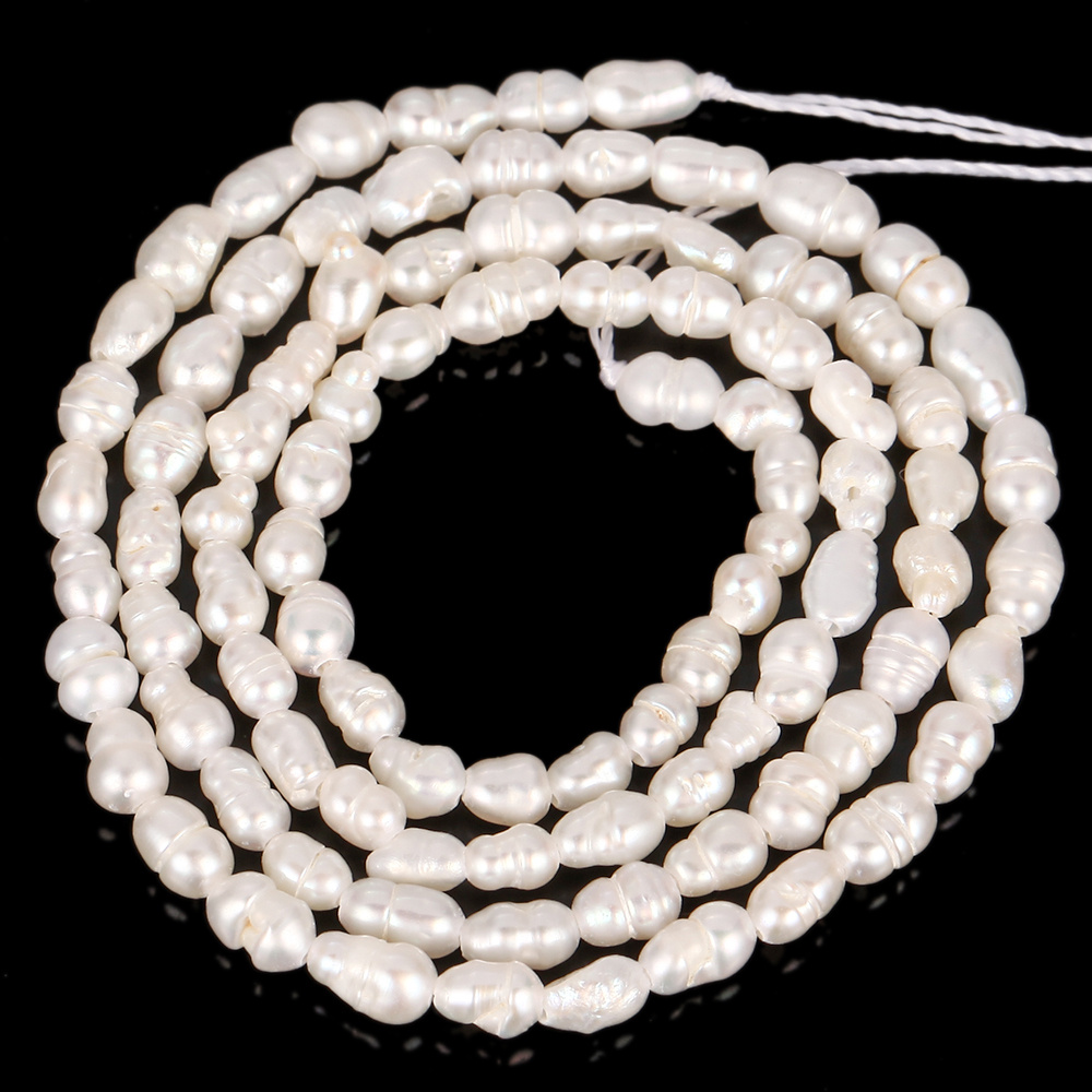 Image of 2-3mm About 12.99-13.38inch Freshwater Baroque Pearls, Loose Pearls; Natural, Irregular Rice-shaped Pearls; Materials For Handmade Jewelry