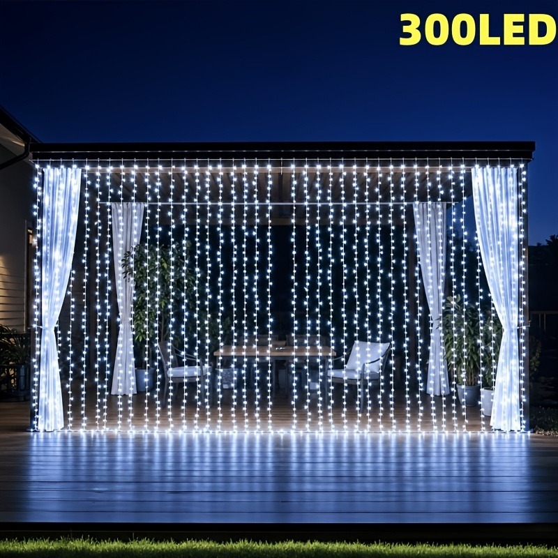 TEMU 1 Confezione di luci a fatata a LED, 300 perline LED, 8 modalit�, adatte per camera da letto, giardino, feste di matrimonio, Halloween, Natale,