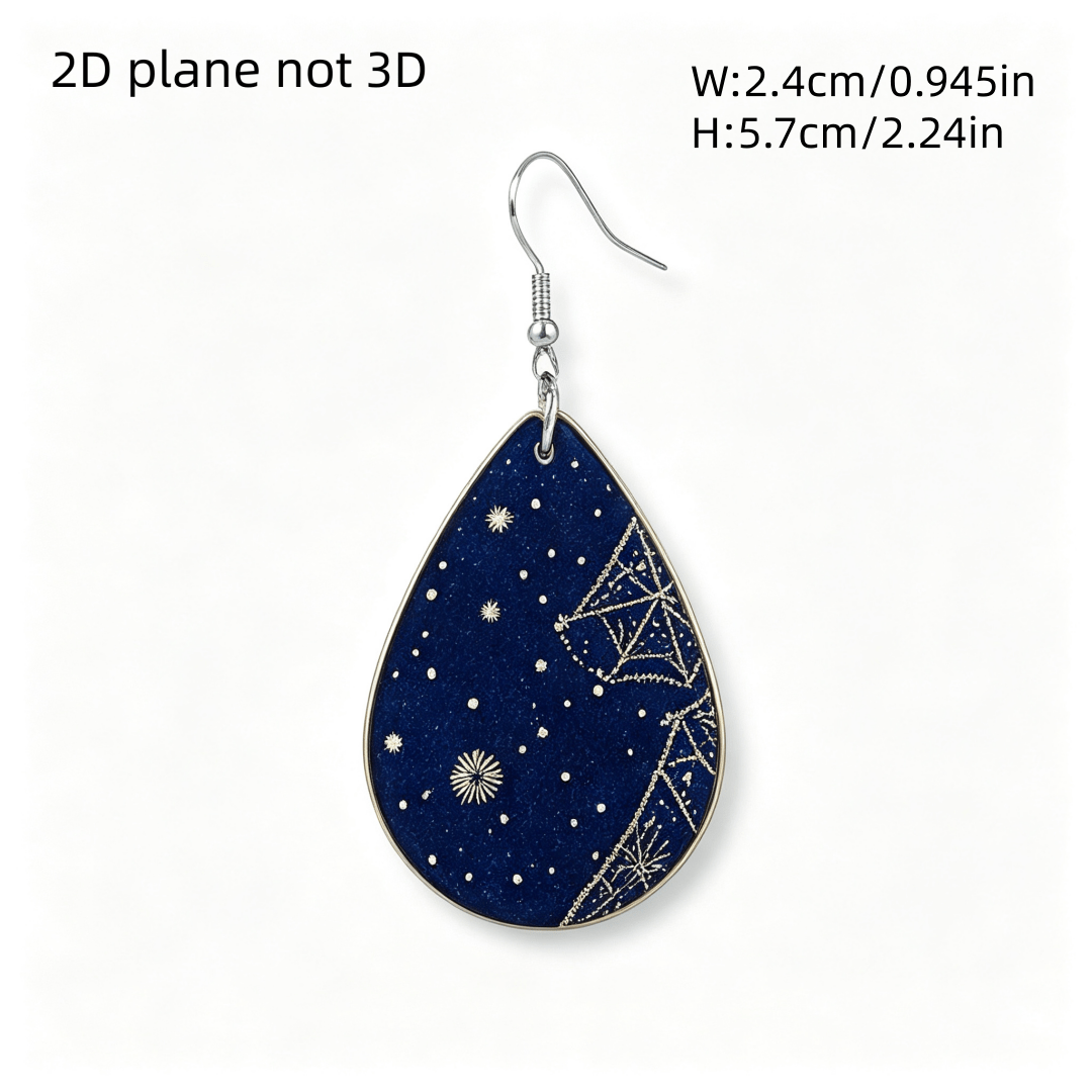 Dark Blue Starry Constellation Teardrop Earrings
