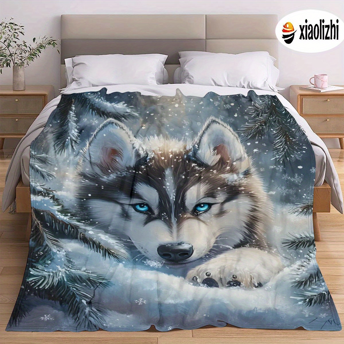 

Cozy Wolf In Snow Print Flannel Blanket - Soft, Warm Throw For Bed, Travel, Camping, Living Room, Office, Sofa & Chair