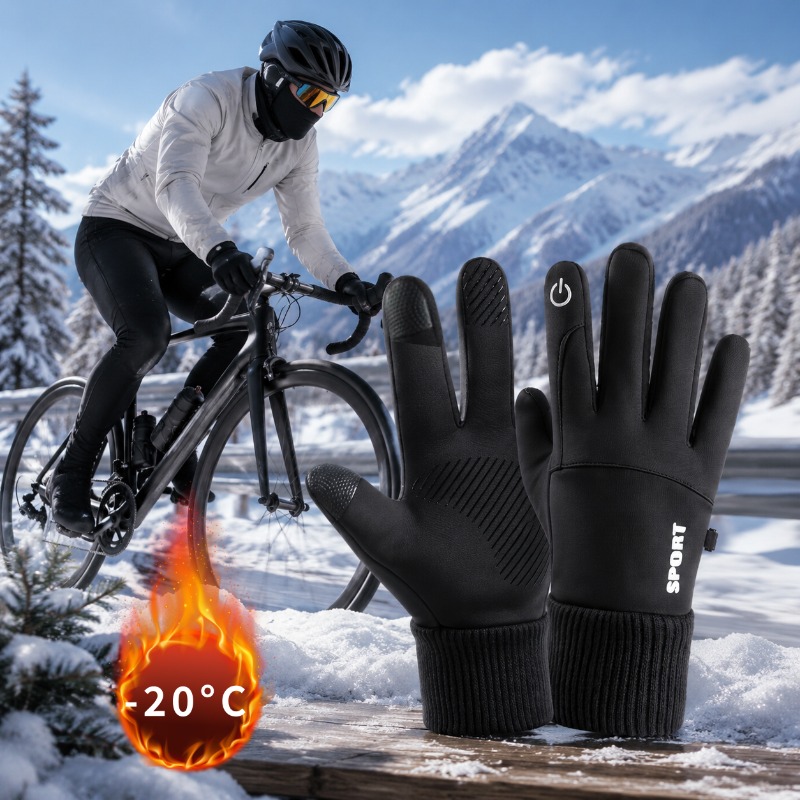 TEMU Winter Touchscreen Thickened Warm Anti-slip Gloves Men's Winter Fleece Touchscreen Cold-proof Windproof Outdoor Sports Men's Driving Riding
