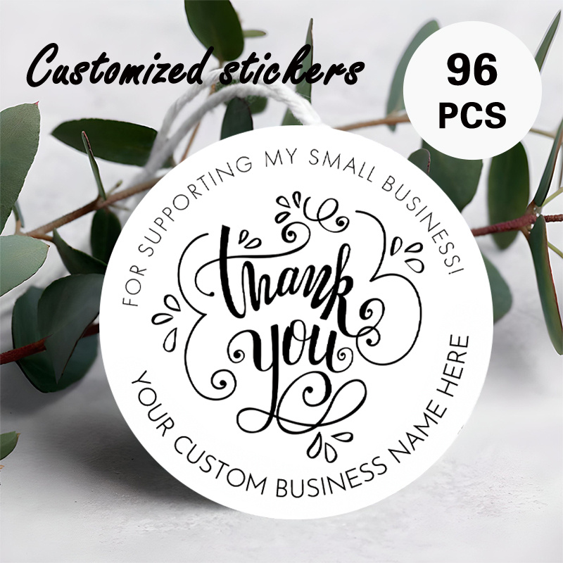 TEMU Custom 96pcs Business Thank You Round Stickers, Personalizable With Business Name, Etc. Ornate “thank You For Supporting My Small Business”