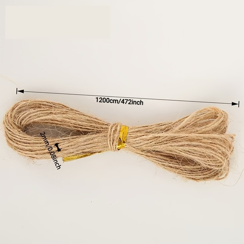 TEMU Corde de jute naturelle épaissie - Ficelle d'emballage artisanale, pour la treillissage des plantes, le tissage, le jardinage et l'artisanat,