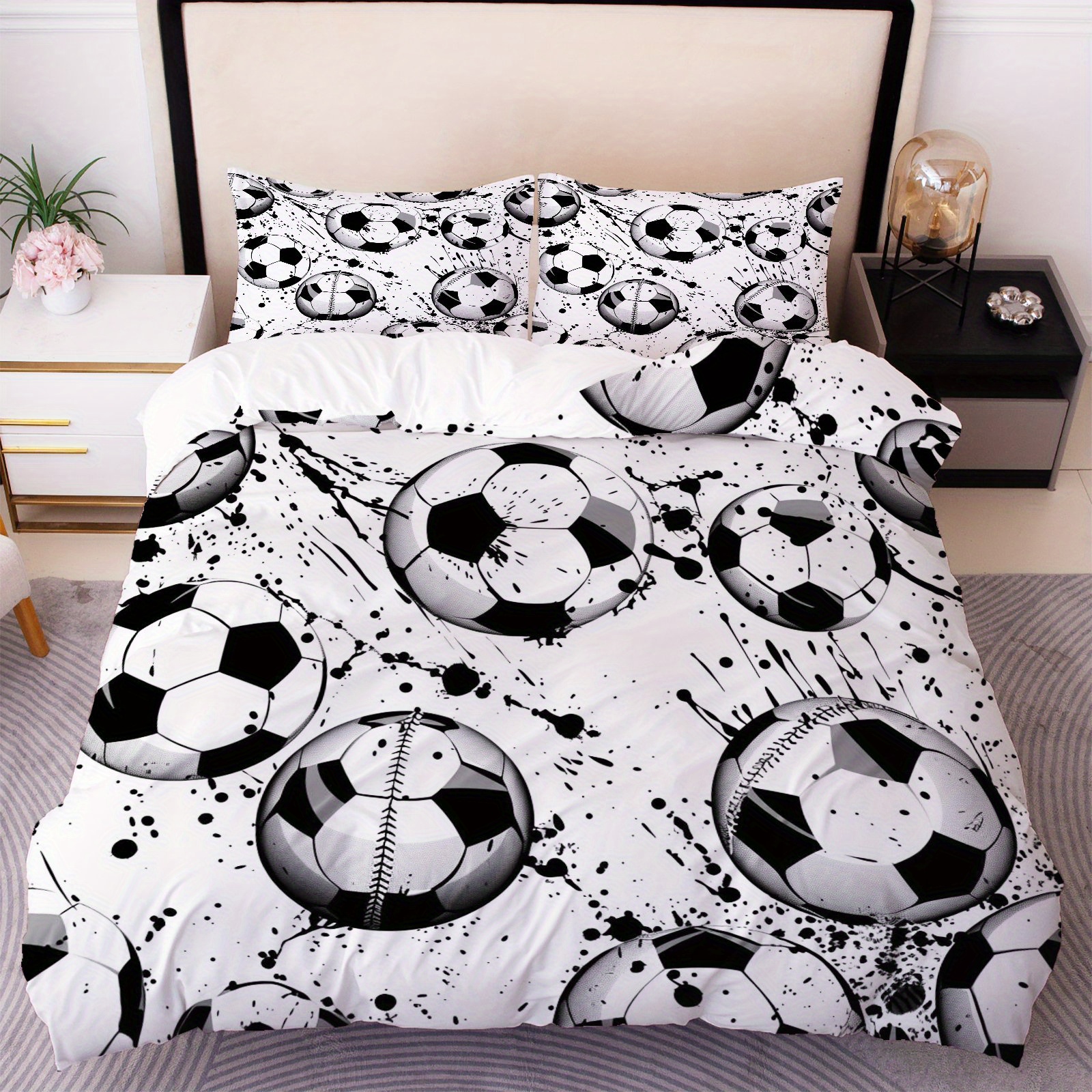 3 teilige bettwäschesammlung tropfen design fußball
