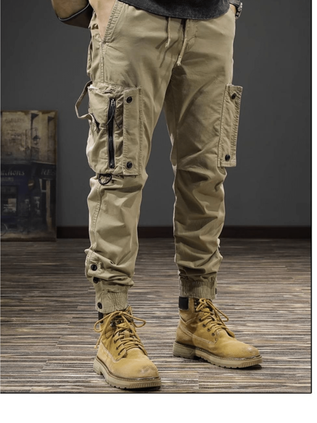 vintage washed fashion brand cargo trousers mens spring and autumn   function   legging casual trousers trendy Product details 2