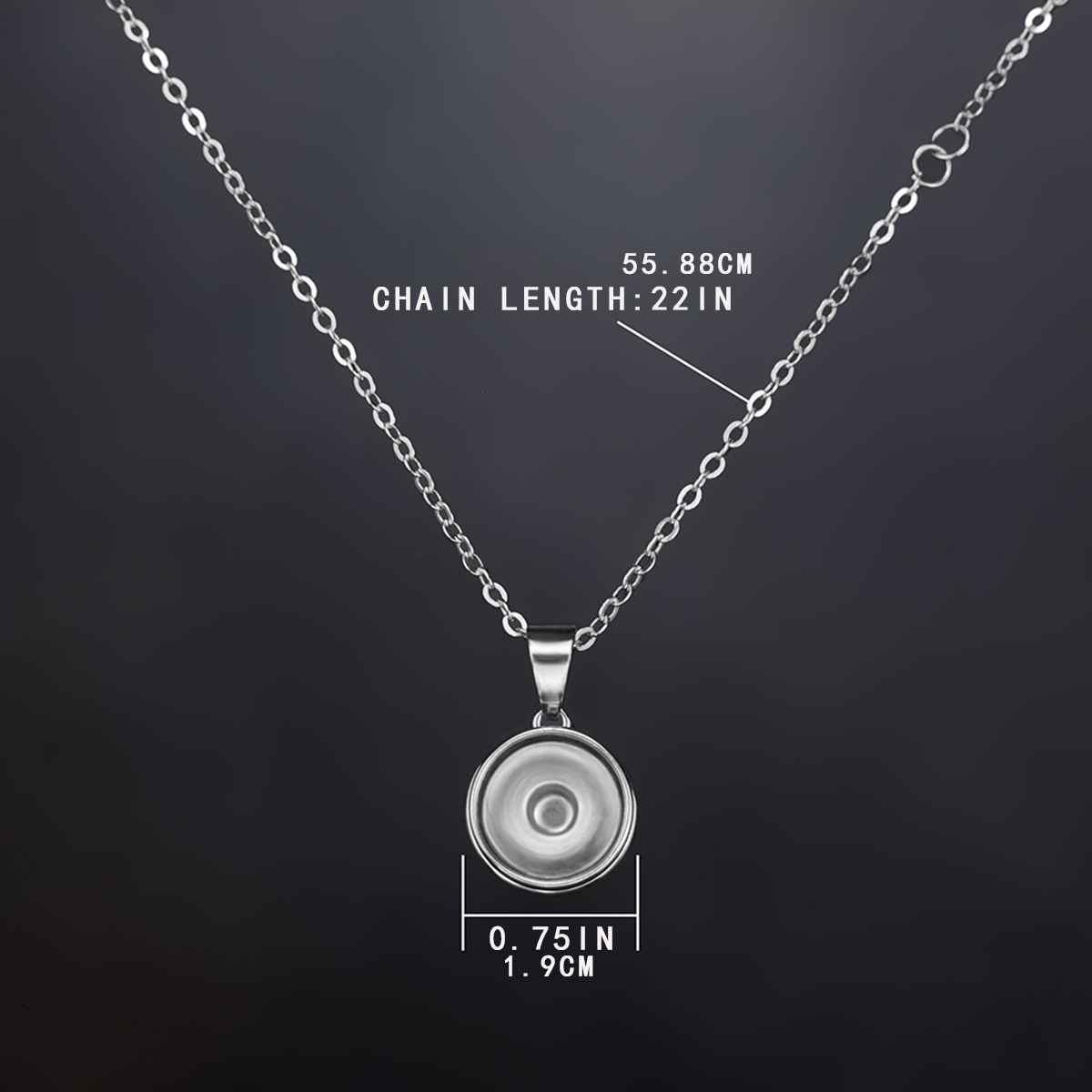 Elegant Single-Sided Button Glass Cabochon Pendant Necklace