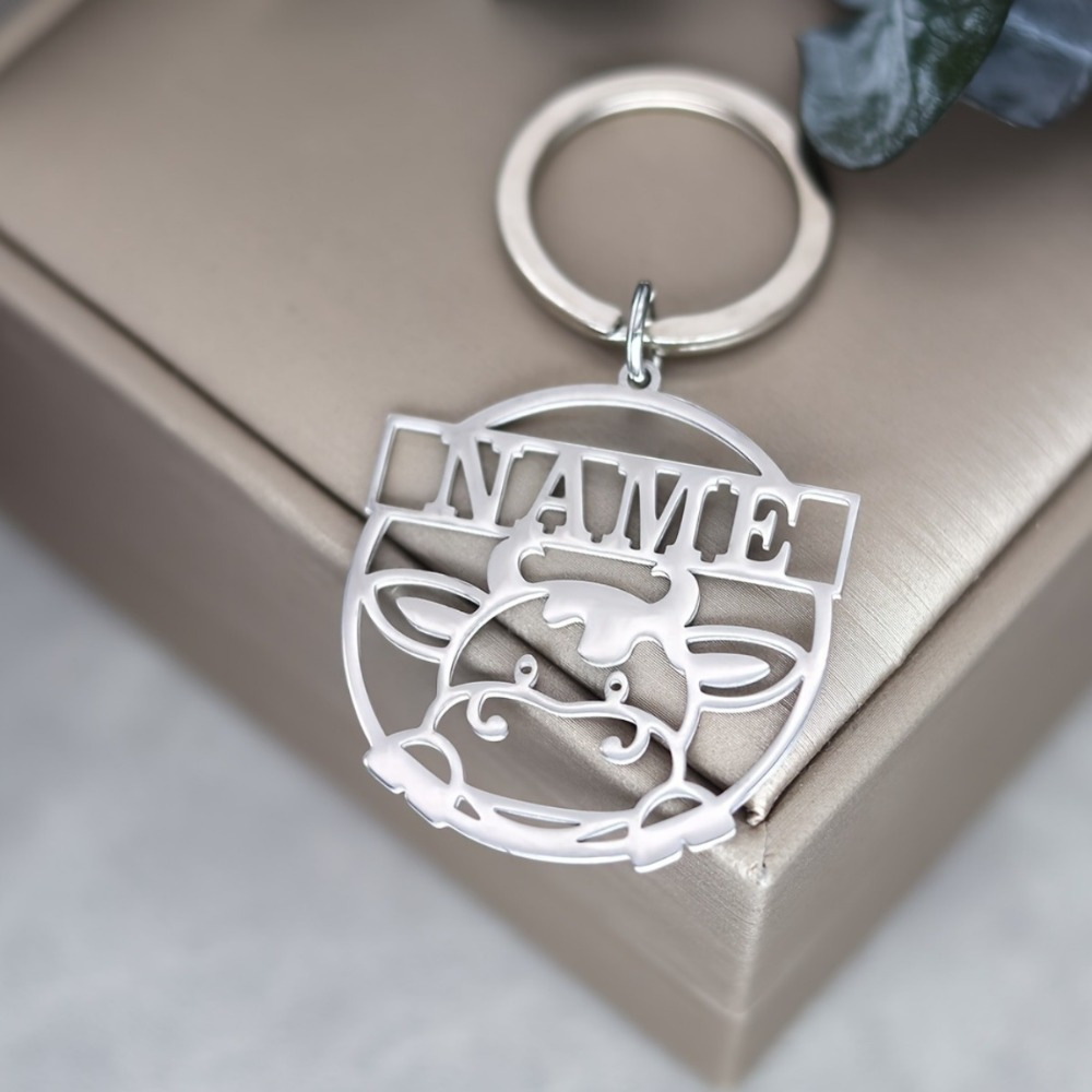 TEMU Custom Cute Cow Keychain Without Chain - Ideal Back-to-school Gift For