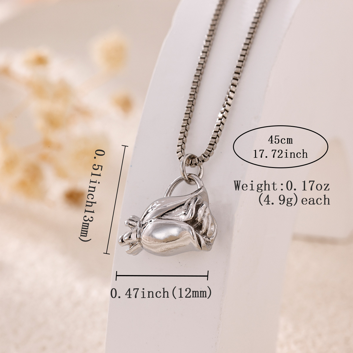Copper Vintage 3D Rose Pendant Necklace