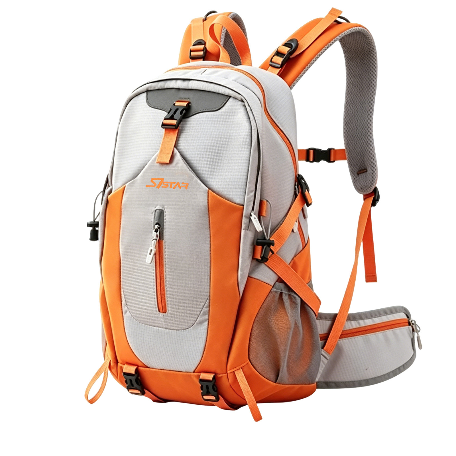 Mountain Climbing Backpack Equipped With Waist Storage Bag Emergency Safety Whistle Large Capacity Compartments Ventilated Shoulder Straps Trekking Pole Loops Suitable For Outdoor Hiking