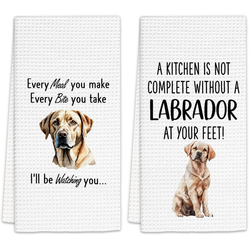 

2 Set 26 Inch By 18 Inch Cute Dog Element Kitchen Towellabrador Gifts Kitchen Towels Labrador Gifts Dish Towels, Yellow Gifts Decorative Hand Towels For Kitchen, Labrador Dog Lovers Kitchen Decor