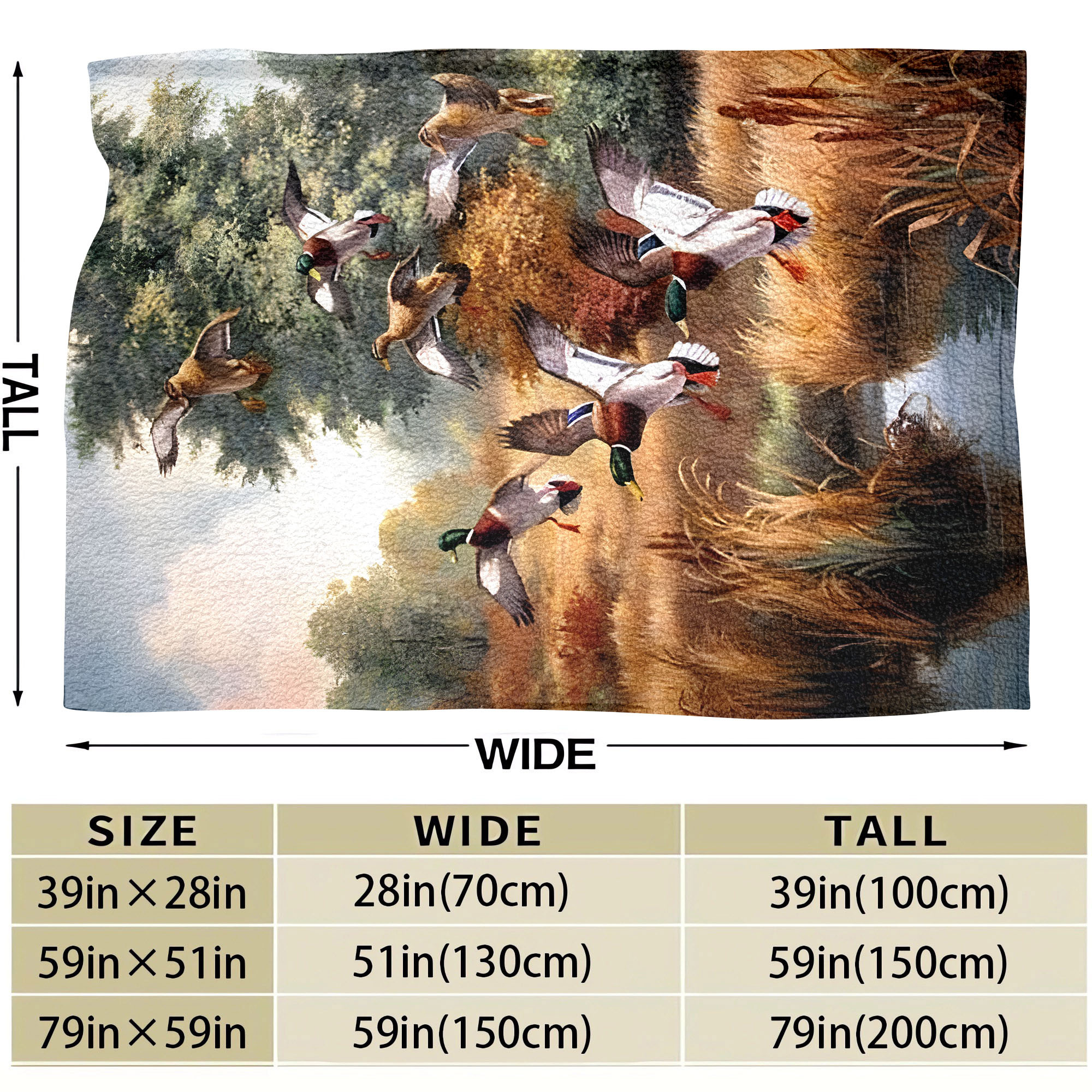 contemporary duck hunting pond design flannel throw blanket hypoallergenic   cozy bedding multipurpose travel camping throw   polyester with ideal gift for   details 2